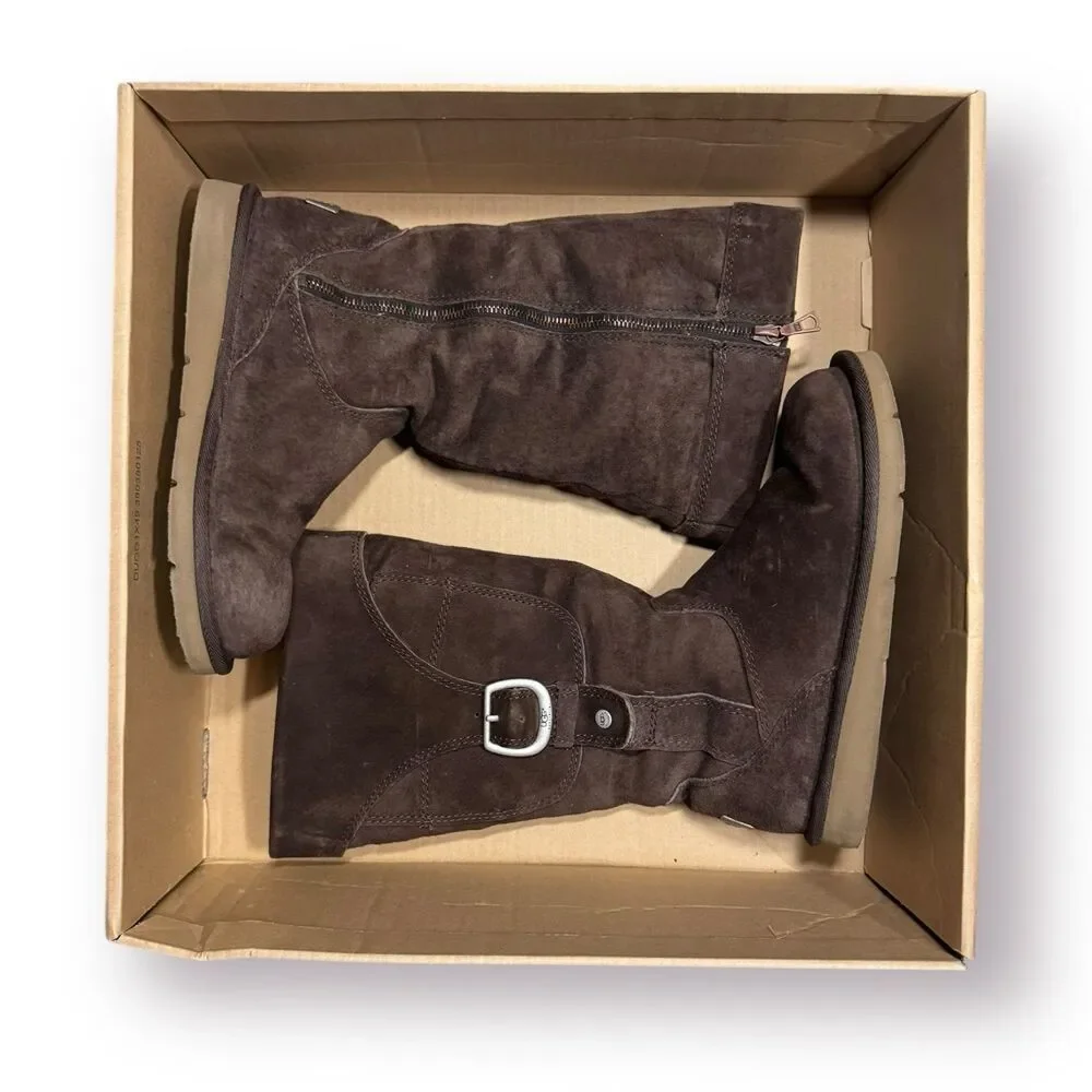 UGG Women’s Boots Cargo III Leather Suede Sheepskin Pockets‎ on Boots Sz 6 Brown
